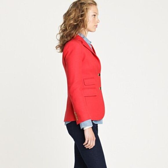 J Crew 2 Red Coral Wool Hack ing Riding Equestrian Jacket Blazer Old Money Prep - Picture 14 of 16